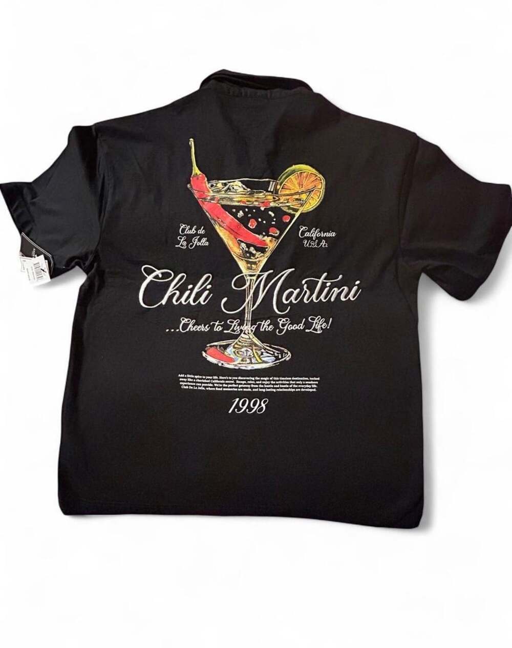 Saints Studio Chili Martini Polo Shirt Size M Black Graphic